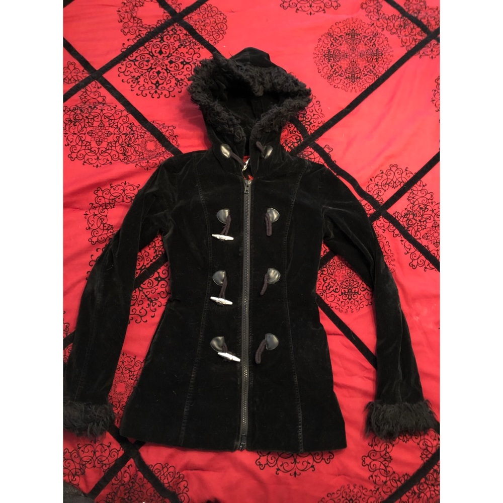 Tripp NYC black fur jacket goth punk hot topic